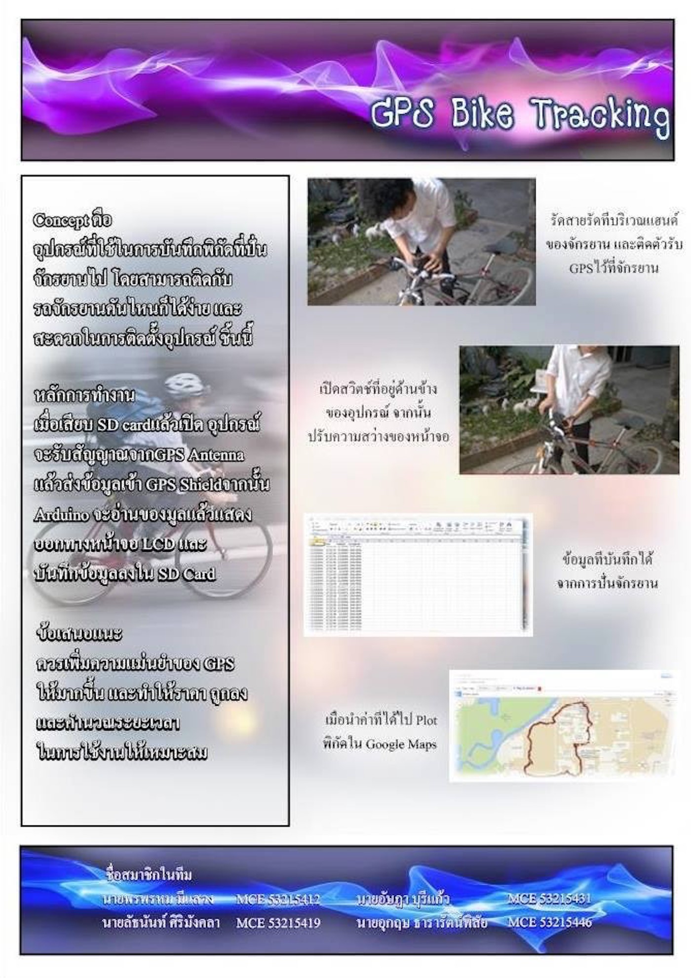 Bike tracking on bicycle