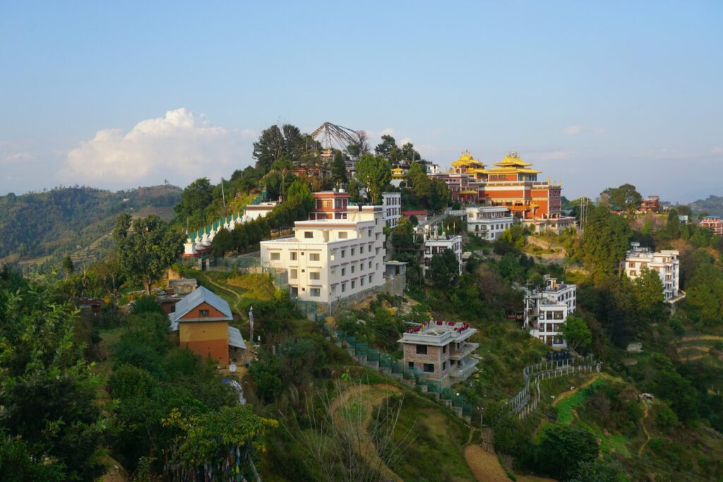 a hill with a bunch of houses on top of it