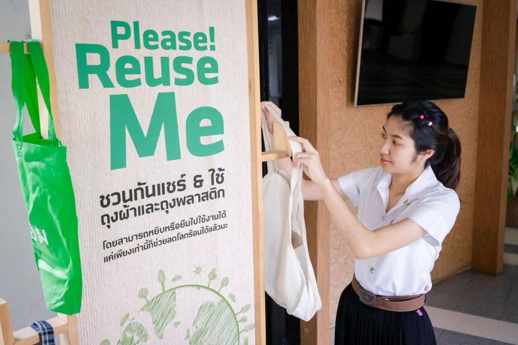 AI Generated Image of students with reusable cups